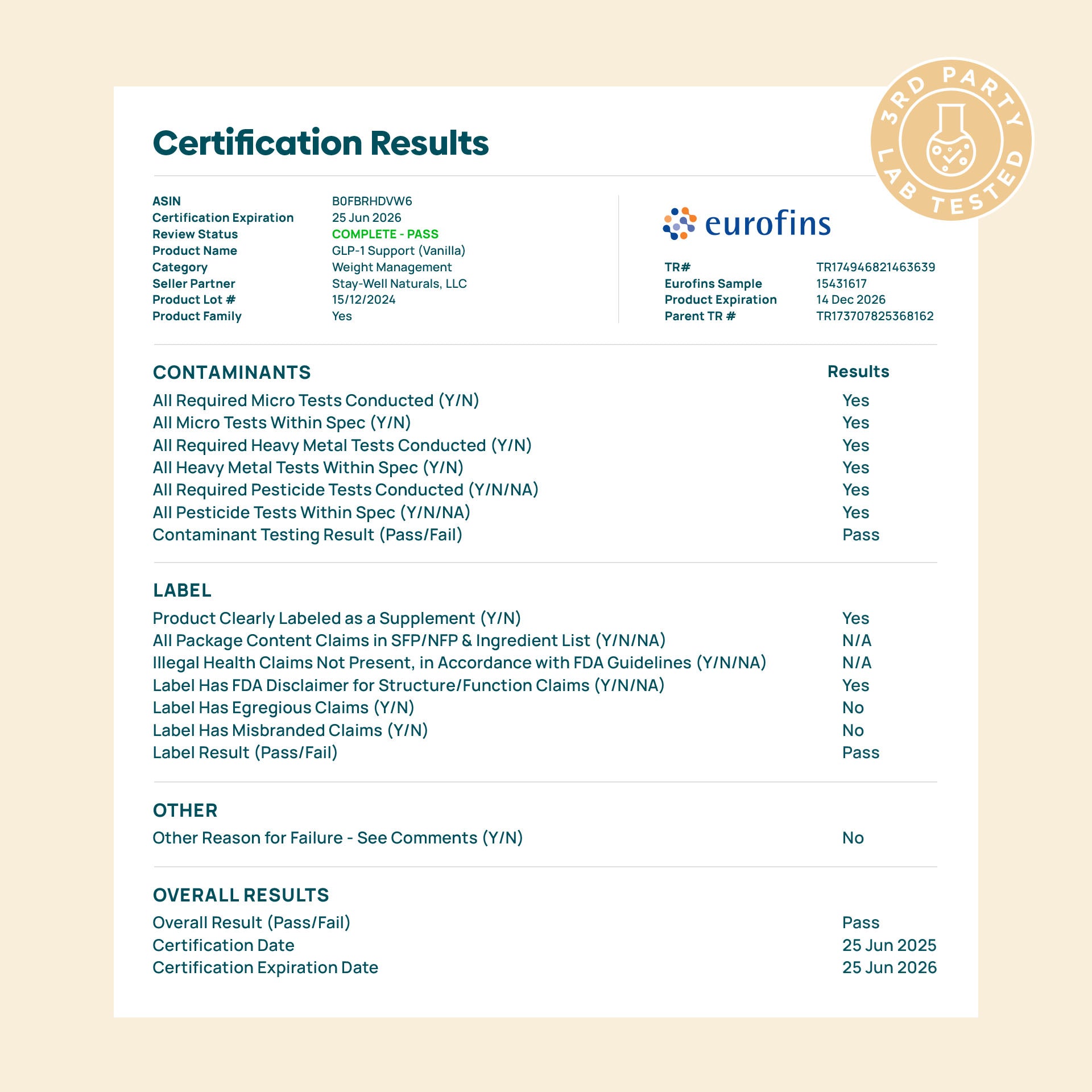 GLP-1 Support Drink Mix · Vanilla