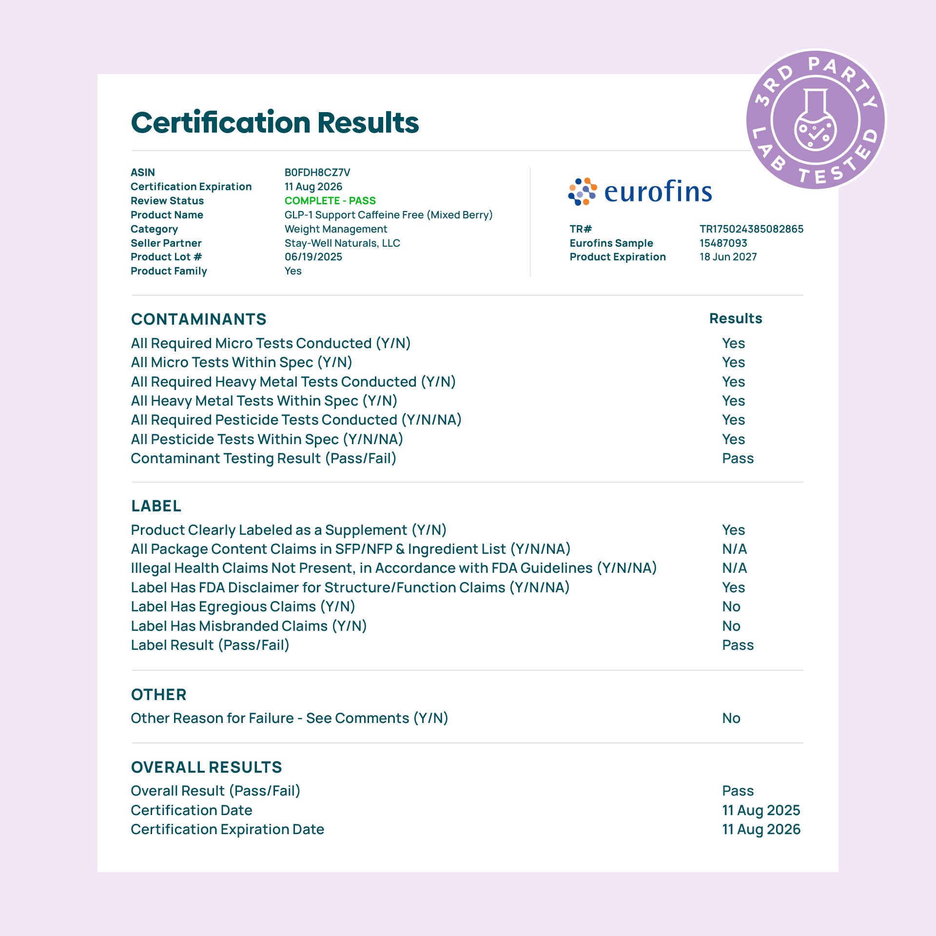 GLP-1 Support Drink Mix · Mixed Berry Caffeine Free