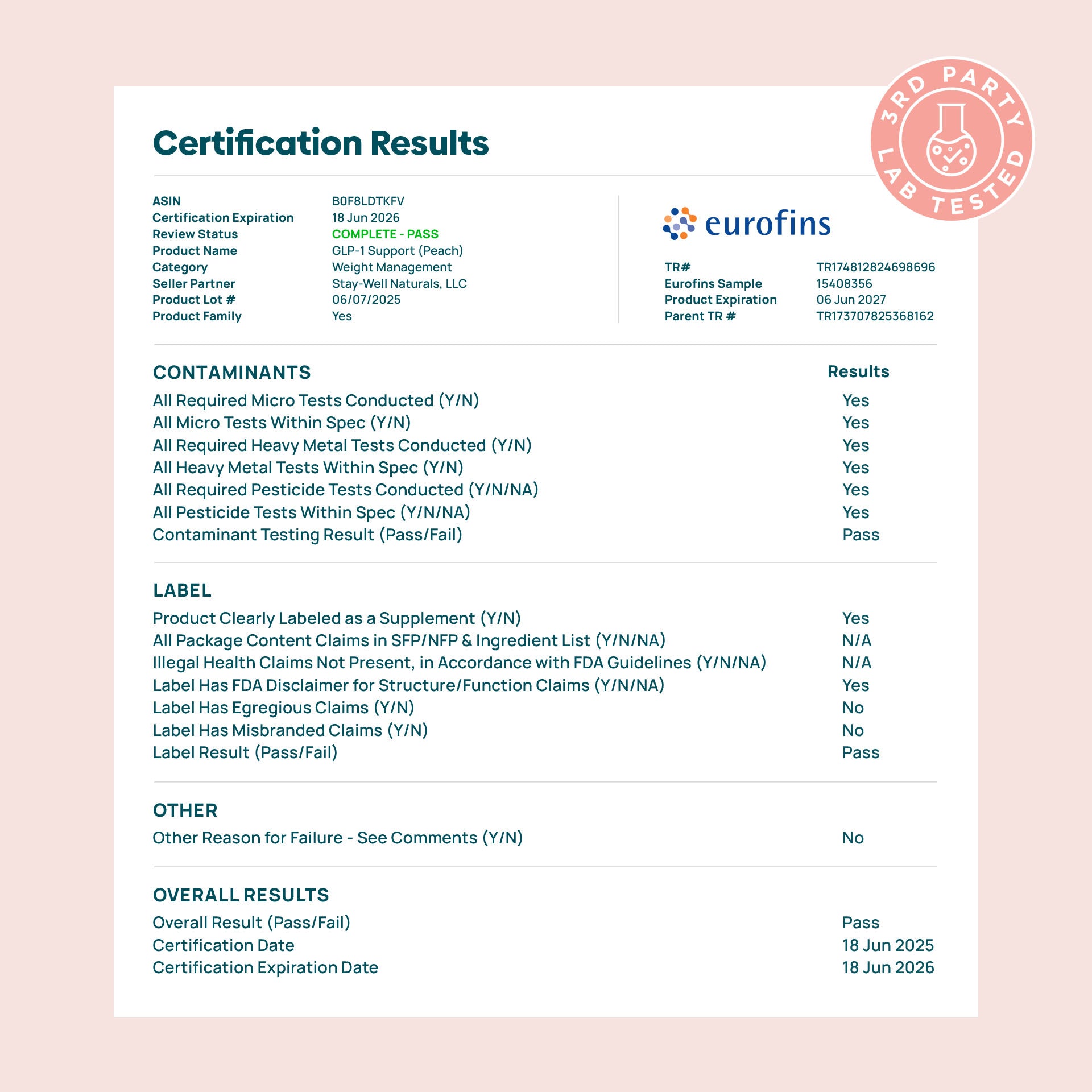 GLP-1 Support Drink Mix · Peach