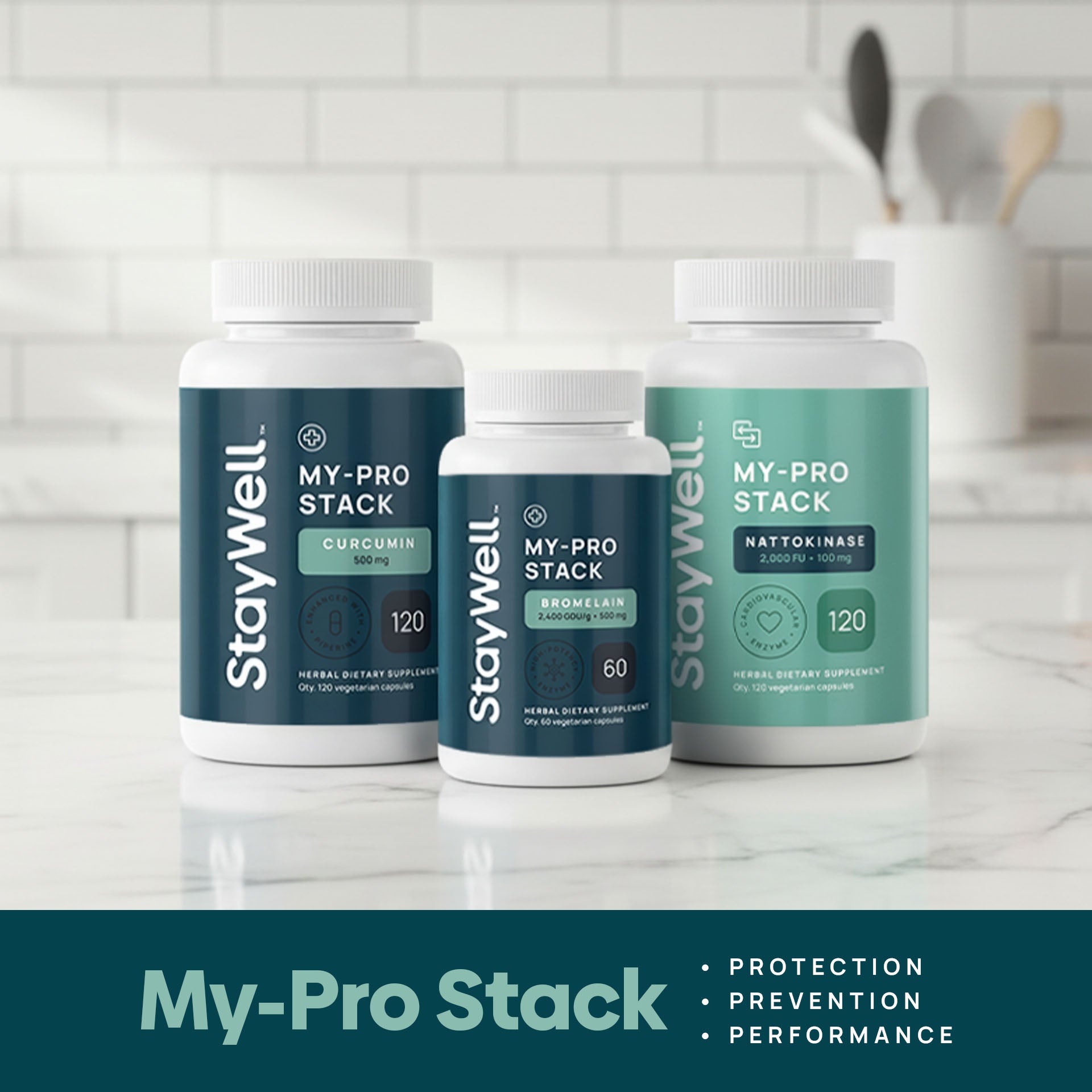 My-Pro Stack · Nattokinase, Bromelain, Curcumin